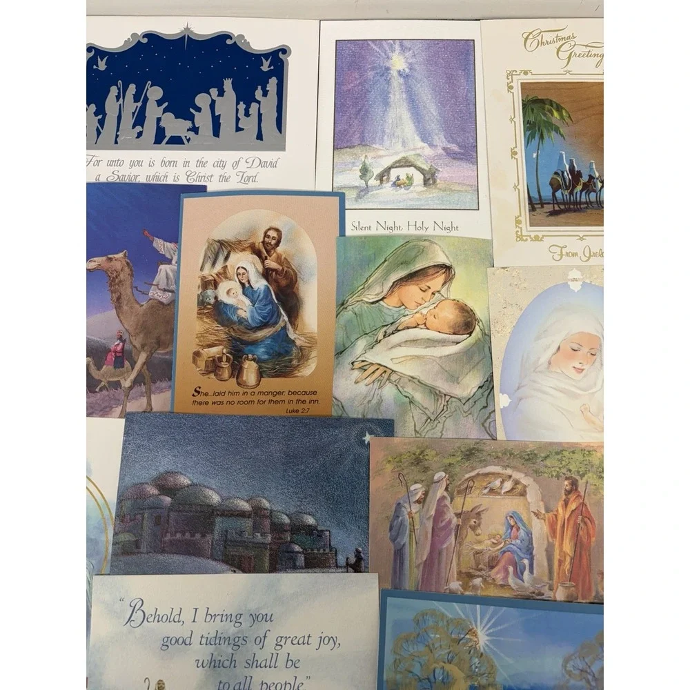 Vintage Christmas Cards Fronts ONLY Nativity Scrapbooking Crafts Lot of 50+
